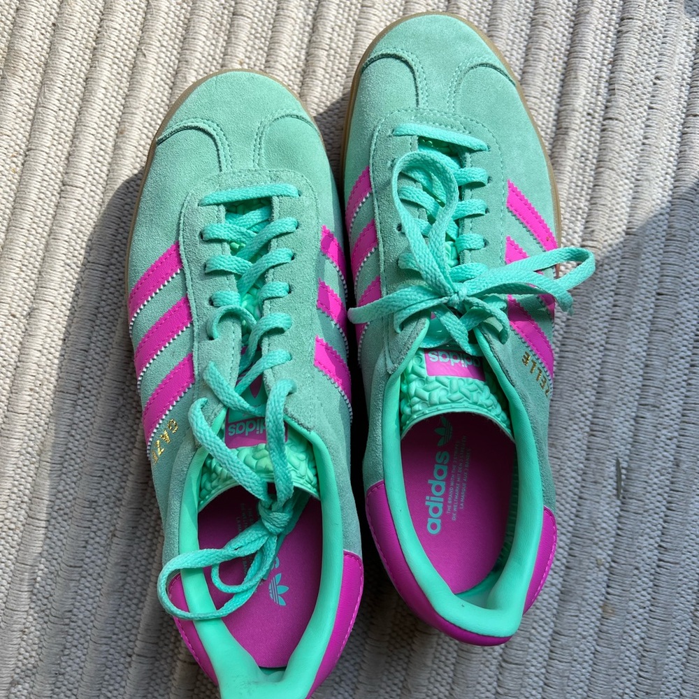 Gazelle Adidas Mint Green and Pink Sneakers